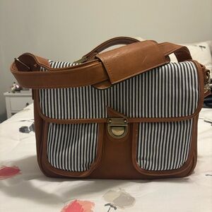 Brown & Pinstripe DSLR Camera Bag
